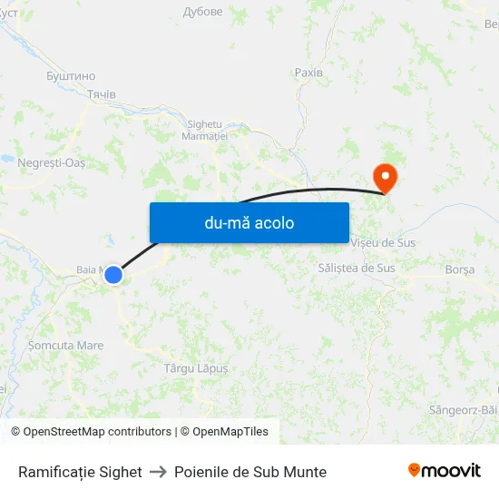 Harta de Ramificație Sighet către Poienile de Sub Munte