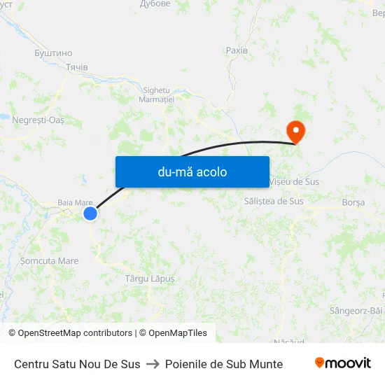 Harta de Centru Satu Nou De Sus către Poienile de Sub Munte