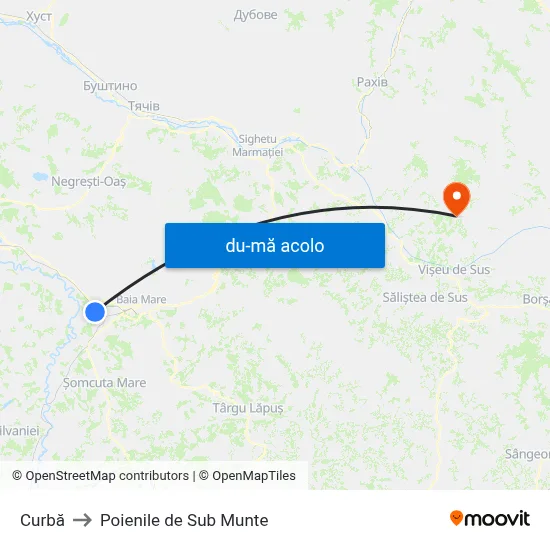 Harta de Curbă către Poienile de Sub Munte