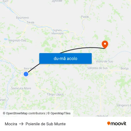 Harta de Mocira către Poienile de Sub Munte