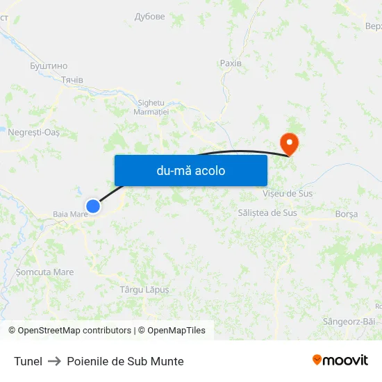 Harta de Tunel către Poienile de Sub Munte