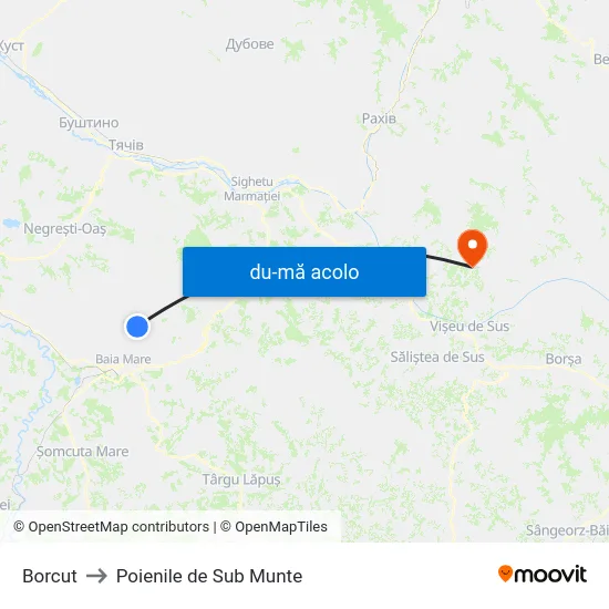Harta de Borcut către Poienile de Sub Munte
