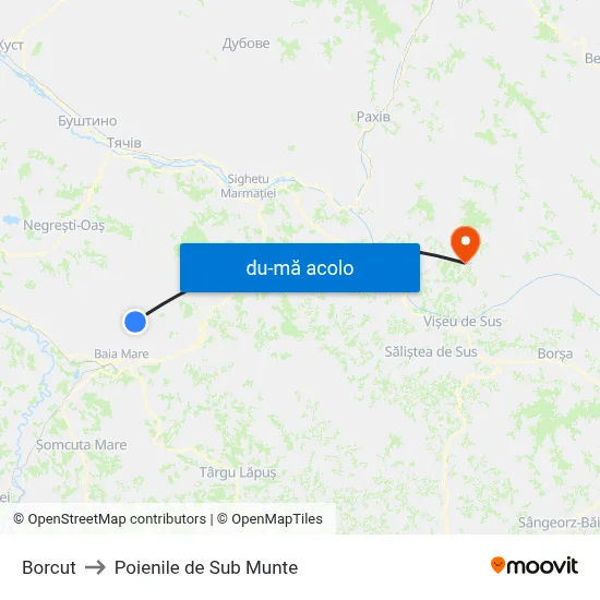 Harta de Borcut către Poienile de Sub Munte