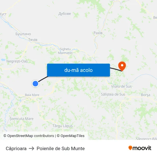 Harta de Căprioara către Poienile de Sub Munte