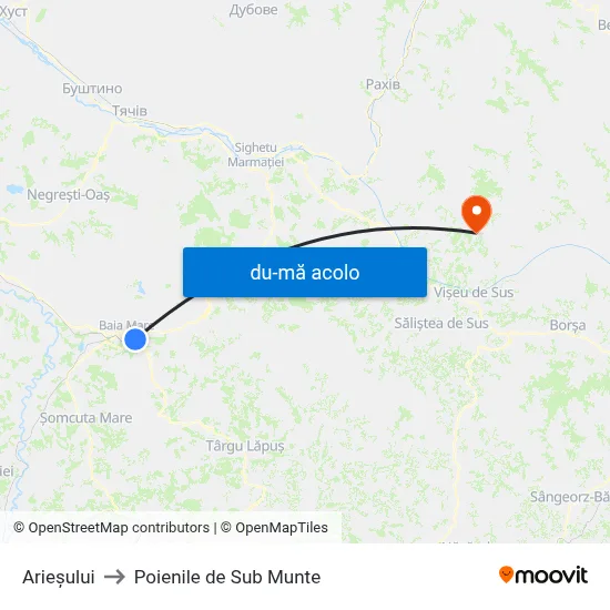 Harta de Arieșului către Poienile de Sub Munte