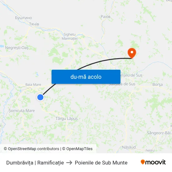 Harta de Dumbrăvița | Ramificație către Poienile de Sub Munte