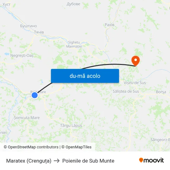 Harta de Maratex (Crenguța) către Poienile de Sub Munte