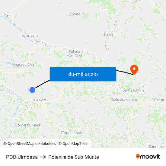 Harta de POD Ulmoasa către Poienile de Sub Munte