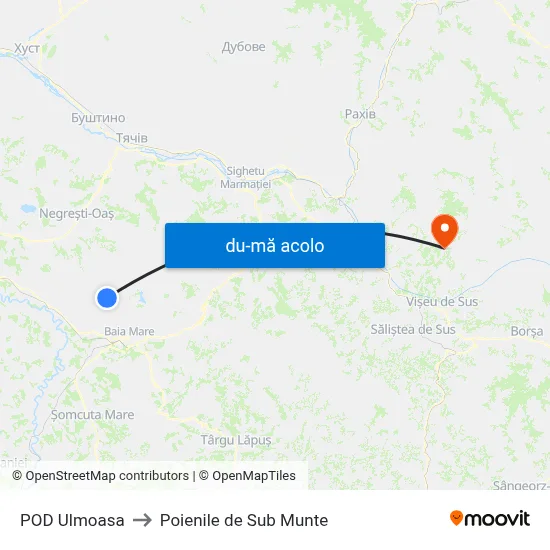 Harta de POD Ulmoasa către Poienile de Sub Munte