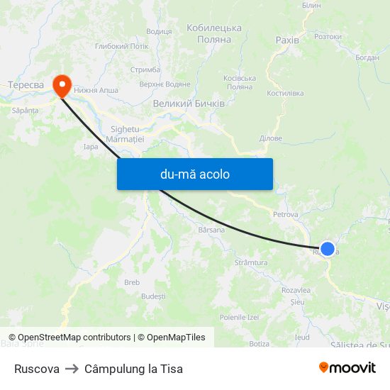 Harta de Ruscova către Câmpulung la Tisa
