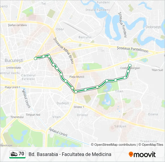 70 Trolleybus Line Map