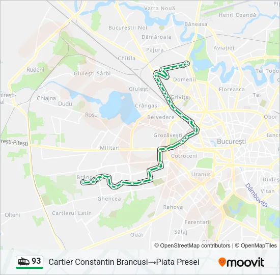 93 Trolleybus Line Map