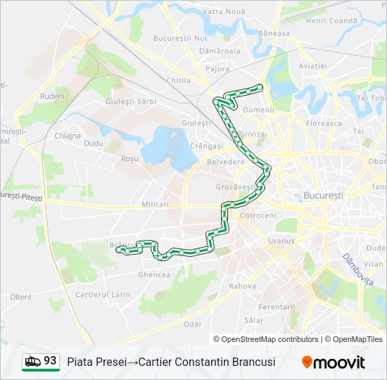 93 Trolleybus Line Map