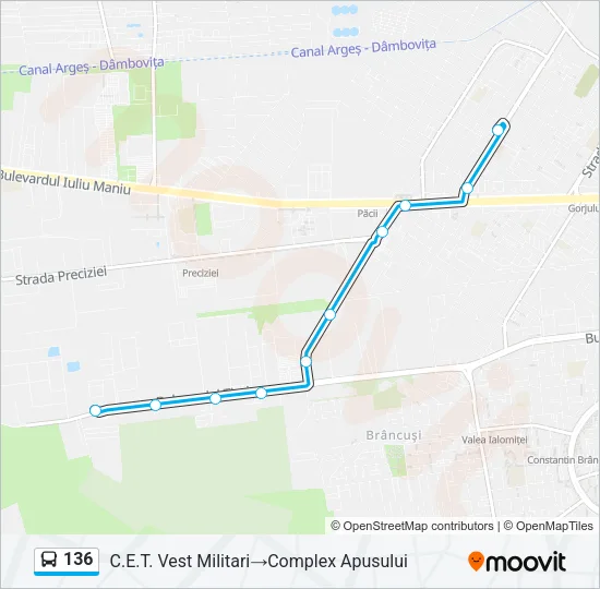 136 Bus Line Map