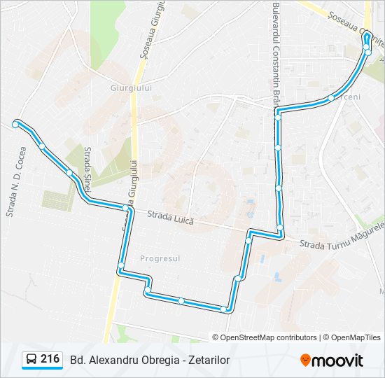 216 Route: Schedules, Stops & Maps - Piata Sudului‎→Zetarilor (Updated)