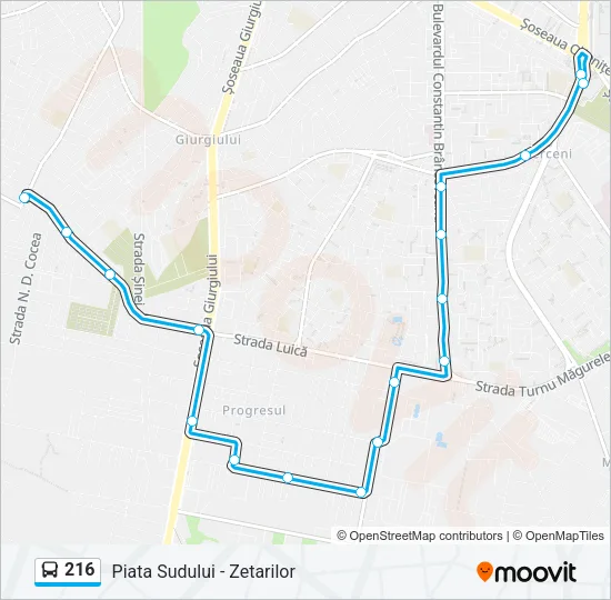 216 Bus Line Map