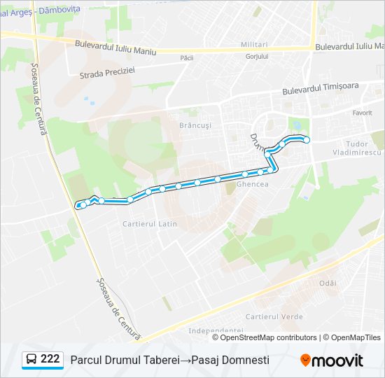 Hartă linie autobuz 222