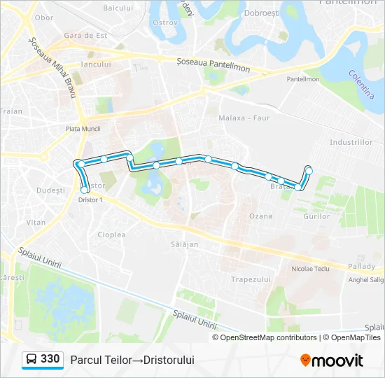 330 Route: Schedules, Stops & Maps - Parcul Teilor‎→Dristorului (Updated)