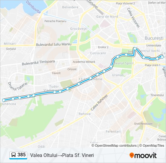 385 Route Schedules, Stops & Maps Valea Oltului‎→Piata Sf. Vineri