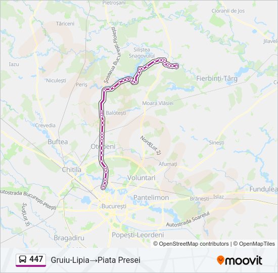 Hartă linie autobuz 447