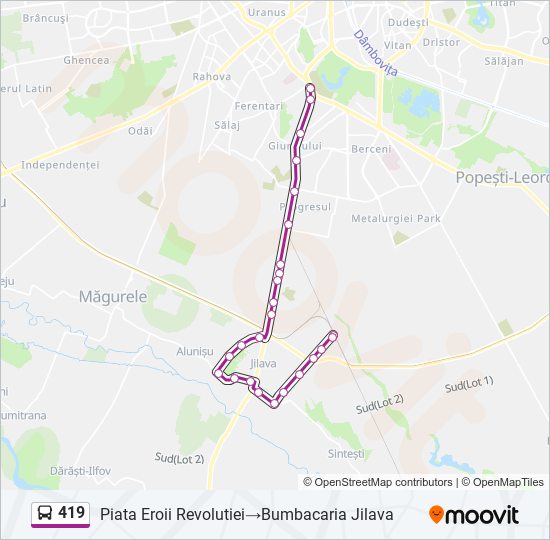 419 bus Line Map