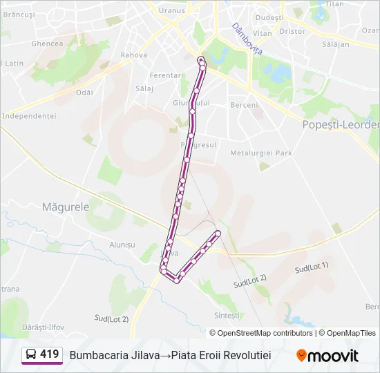 Hartă linie autobuz 419