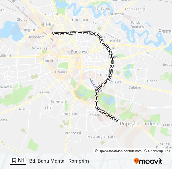 N1 Bus Line Map