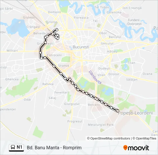 N1 Bus Line Map