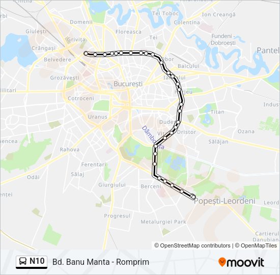 Hartă linie autobuz N10