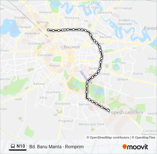 Hartă linie autobuz N10