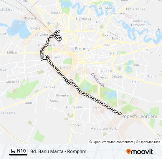 Hartă linie autobuz N10