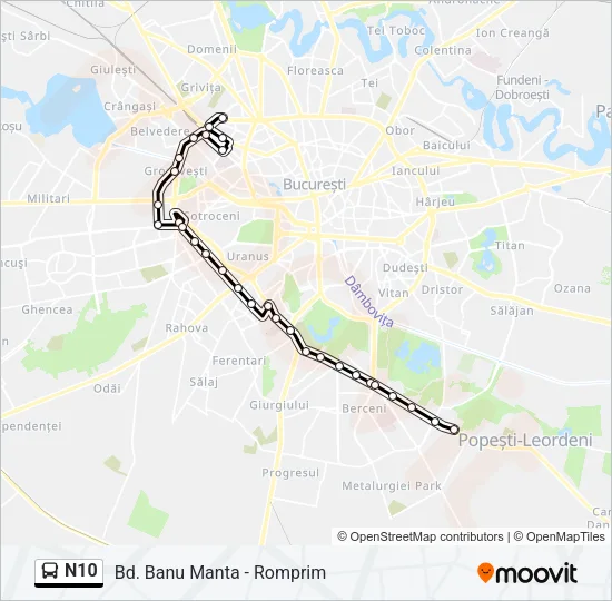 N10 Bus Line Map