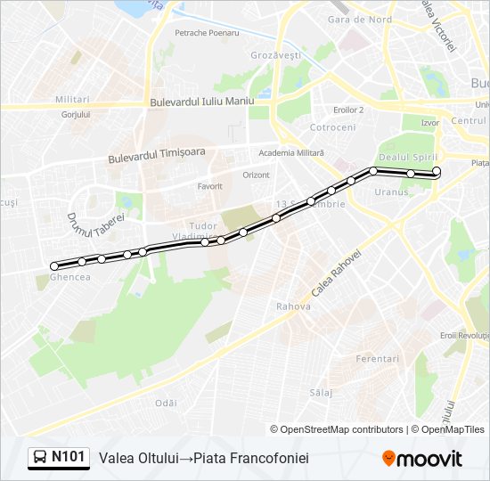 n101 Route Schedules, Stops & Maps Valea Oltului‎→Piata Francofoniei
