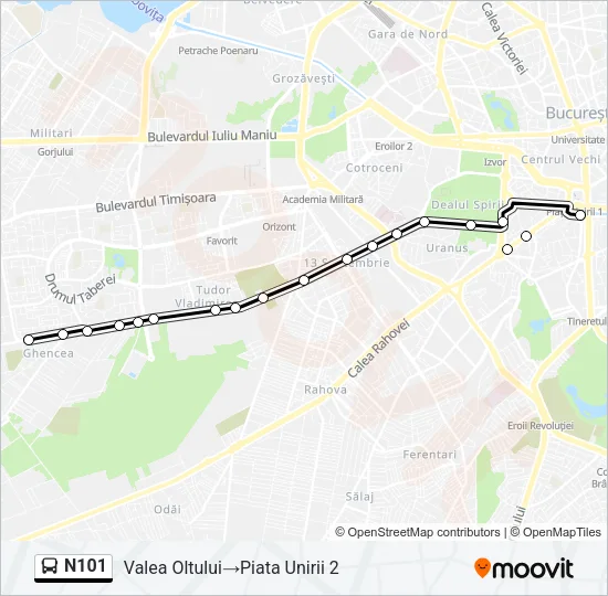 N101 Bus Line Map