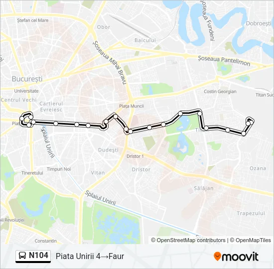 N104 Bus Line Map