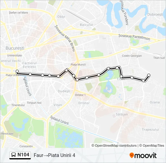 N104 Bus Line Map