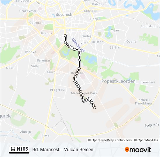 N105 bus Line Map