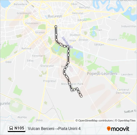 N105 Bus Line Map