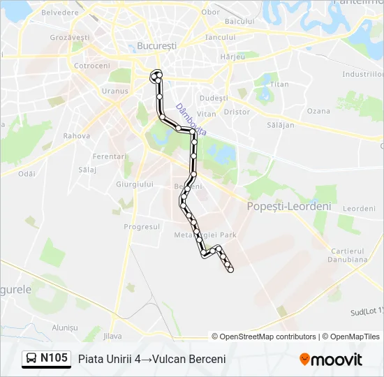 N105 Bus Line Map