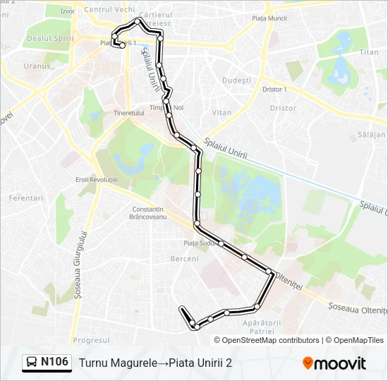 N106 Bus Line Map
