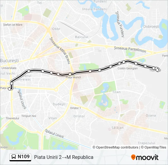 N109 Bus Line Map