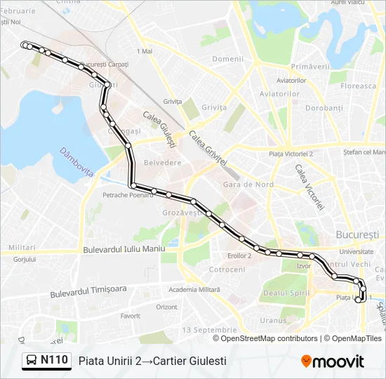 N110 Bus Line Map
