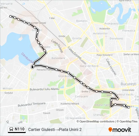 N110 Bus Line Map