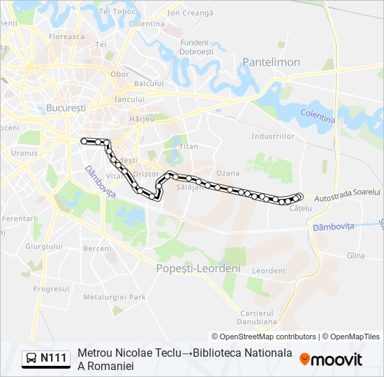 N111 bus Line Map