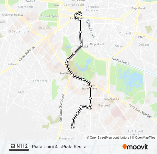 N112 Bus Line Map