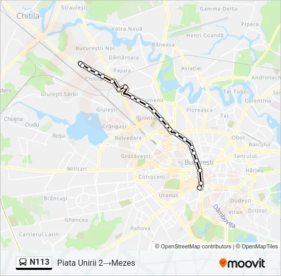 N113 Bus Line Map
