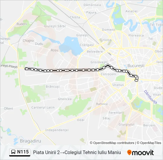 N115 Bus Line Map