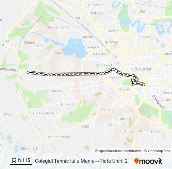 N115 Bus Line Map