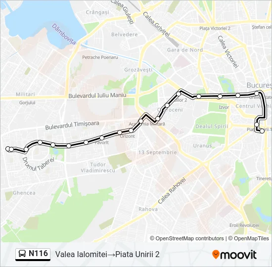 Hartă linie autobuz N116