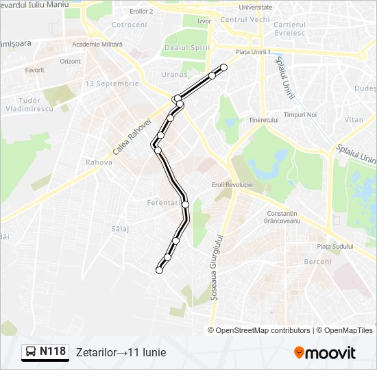 N118 bus Line Map